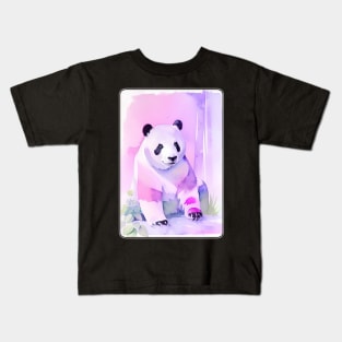 Panda Watercolor Portrait 2 Kids T-Shirt